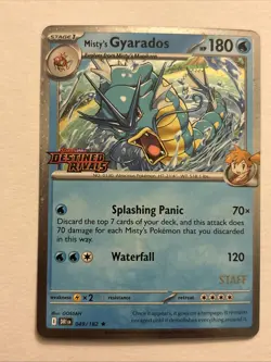 Pokemon TCG Gyarados Reverse Holo Card Misty's Staff Promo, NM English, 049/182 - Image 1