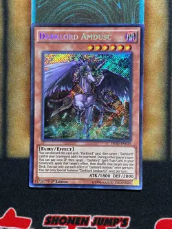 Yugioh Darklord Amdusc DESO-EN033 Secret Rare 1st Ed LP - Image 1