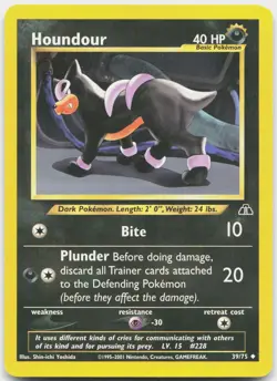 Houndour 39/75 Uncommon Neo Discovery Pokemon Unlimited Moderately Played - Image 1