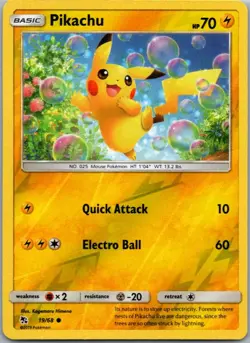 Pikachu 19/68 Common Hidden Fates Pokemon Reverse Holo Near Mint - Image 1