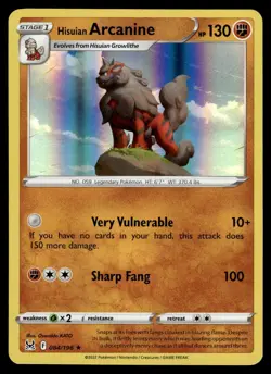 Hisuian Arcanine 084/196 Holo Rare Lost Origin Pokemon Holo NM/M - Image 1