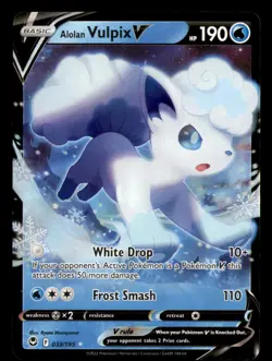 Alolan Vulpix V 033/195 Holo V Rare Silver Tempest Pokemon Near Mint - Image 1