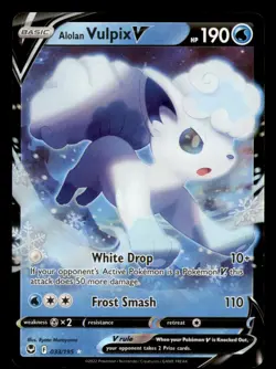 Alolan Vulpix V 033/195 Holo V Rare Silver Tempest Pokemon Near Mint - Image 1
