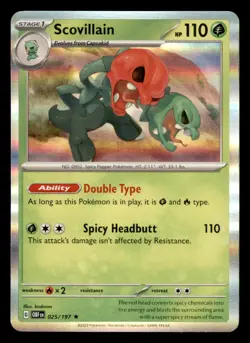 Scovillain 025/197 Rare Obsidian Flames Pokemon Holo Near Mint - Image 1