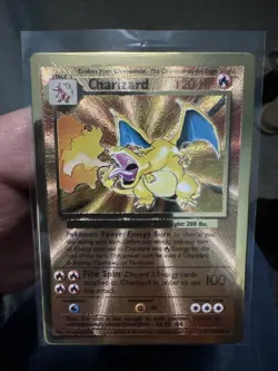 Pokemon Celebrations Gold Metal Charizard Card 4/102 Premium Collection - Image 1