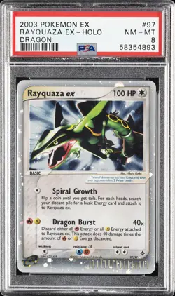 2003 POKEMON EX DRAGON #97 RAYQUAZA EX-HOLO PSA 8 - Image 1