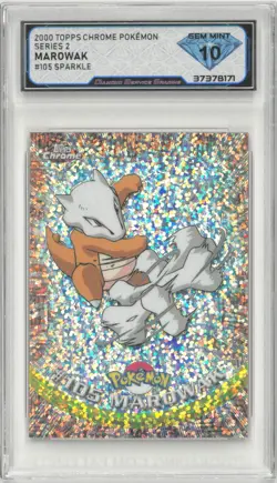 2000 Topps Chrome Pokemon MAROWAK #105 Sparkle 💎 DSG 10 Gem Mint - Image 1