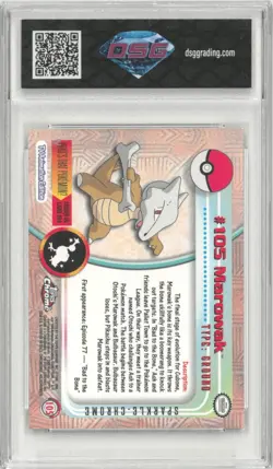 2000 Topps Chrome Pokemon MAROWAK #105 Sparkle 💎 DSG 10 Gem Mint - Image 2