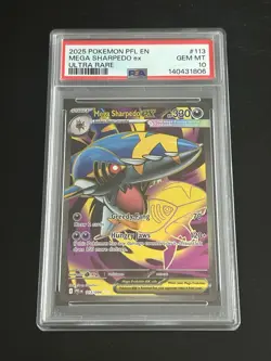 2025 POKEMON PFL EN-PHANTASMAL FLAMES MEGA SHARPEDO EX #113/094 PSA 10 - Image 1
