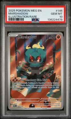 2025 Pokemon Meg EN-Mega Evolution Marshadow #146 Illustration Rare PSA 10 - Image 1