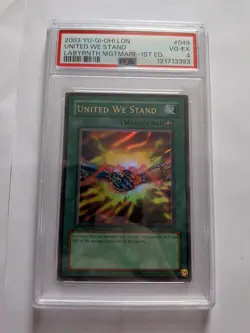 2003 YU-GI-OH! LON-LABYRINTH OF NIGHTMARE 1ST ED #049 UNITED WE STAND PSA 4 - Image 1