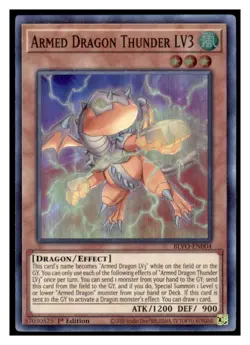 Yugioh Armed Dragon Thunder LV3 #BLVO-EN004 Super Rare Blazing Vortex LP - Image 1