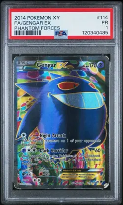PSA 1 Gengar EX Full Art XY Phantom Forces 114/119 Pokemon Card Graded FA 2014 - Image 1