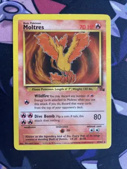 Moltres Fossil #27/62 NON-HOLO Rare MP Pokemon Card WotC - Image 1