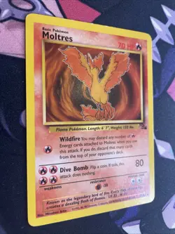 Moltres Fossil #27/62 NON-HOLO Rare MP Pokemon Card WotC - Image 2