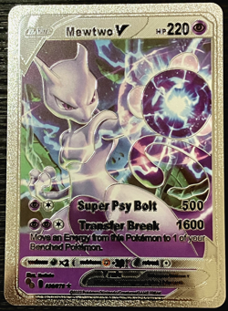 Mewtwo V Basic Silver Foil Fan Art Vinyl Collector Pokemon Card Costumed - Image 1