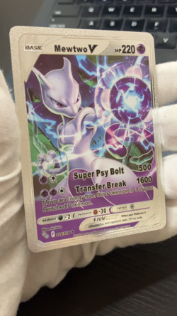 Mewtwo V Basic Silver Foil Fan Art Vinyl Collector Pokemon Card Costumed - Image 2