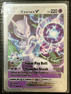 Mewtwo V Basic Silver Foil Fan Art Vinyl Collector Pokemon Card Costumed - Image 4