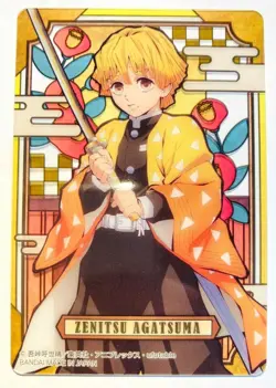 Zenitsu Demon Slayer Stained glass card Kimetsu Vrey Rare From Japan BANDAI F/S - Image 1