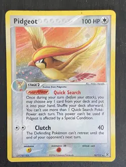 Pidgeot 10/112 Unlimited Holo Swirl Pokemon Card TCG - Image 1