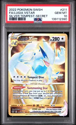2022 POKEMON SWORD & SHIELD SILVER TEMPEST SECRET FULL ART/LUGIA VSTAR PSA 10 - Image 1