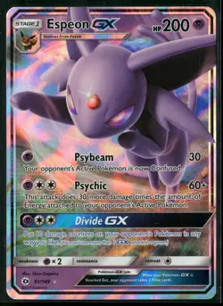 2017 Pokemon Sun & Moon Espeon-GX 61/149 Rare Holo GX English NM - Image 1