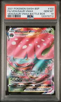 2021 Pokemon SWSH Black Star Promo Venusaur VMAX Full Art Battle Box #102 PSA 10 - Image 1