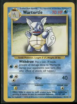 1999 Pokemon Base Set Wartortle 42/102 English Uncommon NM - Image 1