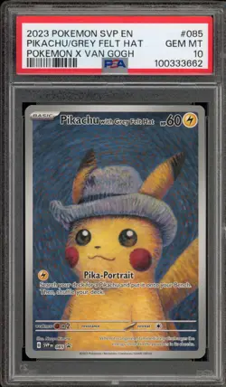 Pokemon Pikachu with Grey Felt Hat Van Gogh Full Art Promo SVP EN 085 PSA 10 - Image 1