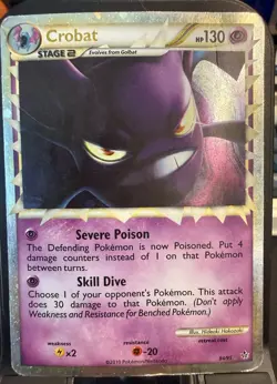 Pokemon Crobat PRIME 84/95 Unleashed Ultra Rare Holo 130 HP Card TCG 2010 EN - Image 1