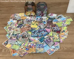 Pokemon TCG Bulk Lot 2 Tins Full of Cards 4lb Collection Incl. Holo - Image 1