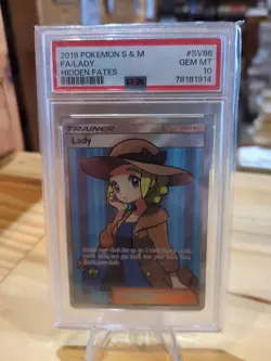 PSA 10 Pokemon TCG Trainer Lady, Hidden Fates, Shiny Holo Rare Card SV86/SV94 - Image 1