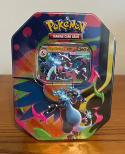 SEALED Mega Charizard X ex Tin Pokemon TCG Mega Evolution Phantasmal Flames - Image 1