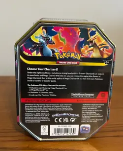 SEALED Mega Charizard X ex Tin Pokemon TCG Mega Evolution Phantasmal Flames - Image 2