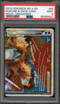 Pokemon Suicune & Entei Legend Bottom Unleashed Holo Rare #95 PSA 9 Mint - Image 1