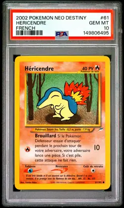 2002 POKEMON NEO DESTINY FRENCH #61 HERICENDRE PSA 10 - Image 1