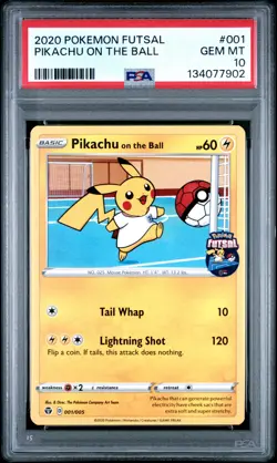 2020 POKEMON FUTSAL #001 PIKACHU ON THE BALL PSA 10 - Image 1