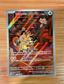 Team Rocket's Meowth SV10: Destined Rivals 203/182 Illustration Rare NM Pokemon - Image 1