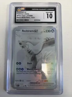 CGC 10 Reshiram ex EX 173/086 White Flare 2025 Holo Black White Rare - Image 1