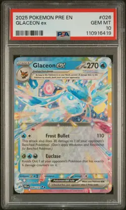 PSA 10 GEM Mint Glaceon ex 026/131 Double Rare - Pokemon SV8.5 PRE - Image 1