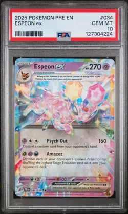 PSA 10 GEM Mint Espeon ex 034/131 Double Rare - Pokemon SV8.5 PRE - Image 1