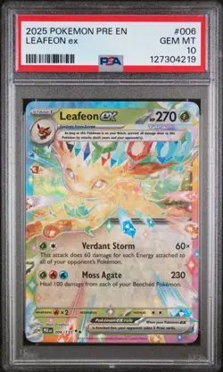 PSA 10 GEM Mint Leafeon ex 006/131 Double Rare - Pokemon SV8.5 PRE - Image 1