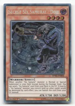Yugioh Secret Six Samurai - Doji SPWA-EN004 Secret Rare 1st Edition NM - Image 1