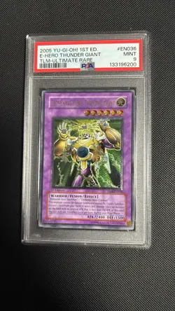 Yugioh Elemental Hero Thunder Giant Tlm Ultimate Rare 1st Edition Mint 9 Psa - Image 1