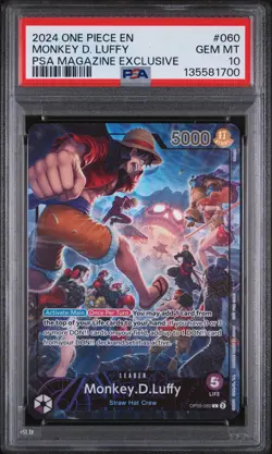 2024 ONE PIECE PROMOS #060 MONKEY D. LUFFY PSA MAGAZINE EXCLUSIVE PSA 10 - Image 1