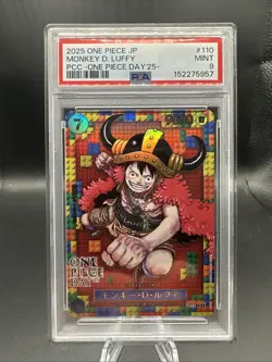 2025 ONE PIECE JAPANESE PCC: ONE PIECE DAY '25 #110 MONKEY D. LUFFY PSA 9 - Image 1