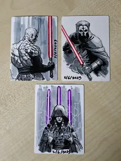 MTG Bloodsworn Knight x2, Thopter Token Artist Proof AP with Star Wars Sketch - Image 2