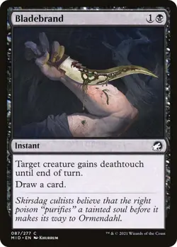 Bladebrand 87 MID MTG Common Black Instant Deathtouch Draw 2021 Khurrum - Image 1