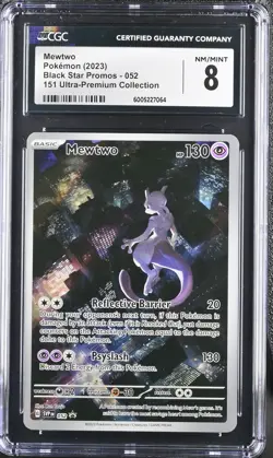 CGC 8 NM/MINT MEWTWO POKEMON 2023 Black Star Promos 052 151 Ultra Premium Collec - Image 1