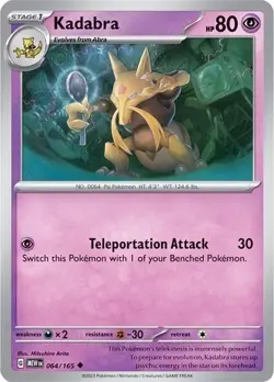Kadabra Reverse Holofoil Pokemon 151 064/165 - NM - Image 1